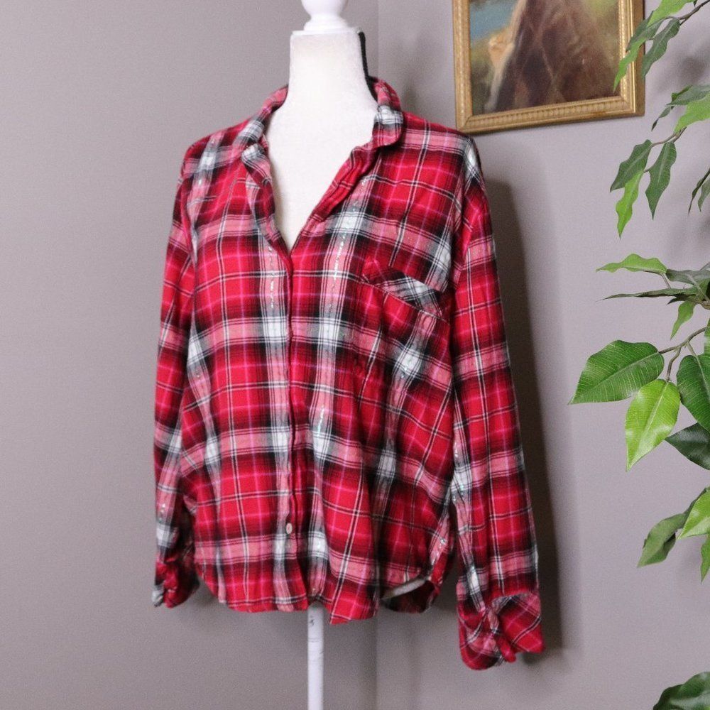Victoria Secrets Red Plaid Women's Sleep Shirt